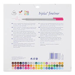 Staedtler Triplus Fineliner Pen - Assorted Colors, Set of 60 (back of package)