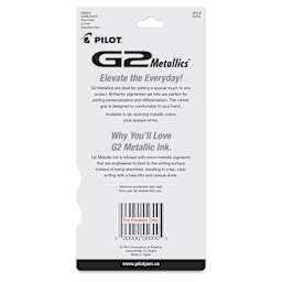 Pilot G2 Gel Pens - Metallic Colors, 0.7 mm, Fine, Set of 5 - back of packaging