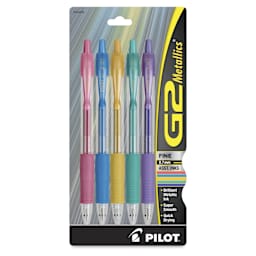Pilot G2 Gel Pens - Metallic Colors, 0.7 mm, Fine, Set of 5 - front of packaging