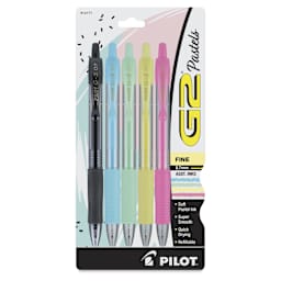 Pilot G2 Gel Pens - Pastel Colors, 0.7 mm, Fine, Set of 5 - front of packaging