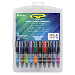 Pilot G2 Gel Pen Set - Wallet Set, 0.7mm, Set of 20, Assorted Colors - back of packaging