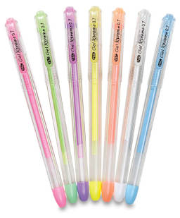 Yasutomo Y&C Gel Xtreme Pens - Assorted Set of 7 Pastel Colors, shown fanned