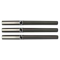 Uni-Ball Deluxe Rollerball Pens - Gunmetal, Micro Tip, 0.5 mm, Set of 3, cap on
