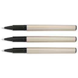 Uni-Ball Deluxe Rollerball Pens - Champagne, Fine Tip, 0.7 mm, Set of 3, cap off