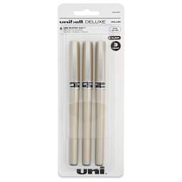 Uni-Ball Deluxe Rollerball Pens - Champagne, Fine Tip, 0.7 mm, Set of 3, front of the packaging