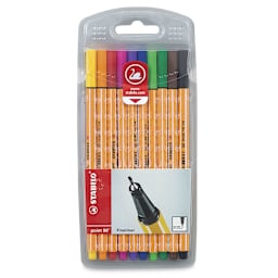 Stabilo Point 88 Fineliner Pen Set - Assorted Colors, Wallet, Set of 10