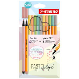 Stabilo Point 88 Fineliner Pens - Set of 12, Wallet Mix Set, Pastel Colors