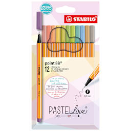 Stabilo Point 88 Fineliner Pens - Set of 12, Wallet, Pastel Colors