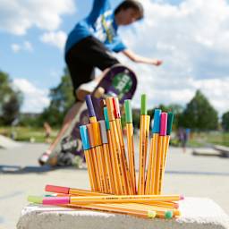 Stabilo Point 88 Fineliner Pens - Set of 30, Roller Case, Assorted Colors