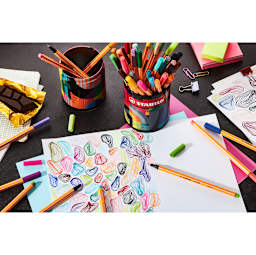 Stabilo Point 88 Fineliner Pens - Set of 45, Round Metal Case, Assorted