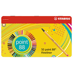 Stabilo Point 88 Fineliner Pens - Set of 50, Metal Case, Assorted Colors