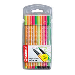 Stabilo Point 88 Fineliner Pens - Set of 10, Mix Set, Neon