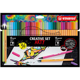 Stabilo Point 88 Fineliner Pens - Set of 36, Arty Mix Set, Assorted