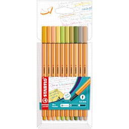 Stabilo Point 88 Fineliner Pens - Set of 10, Wallet, Pastel Colors