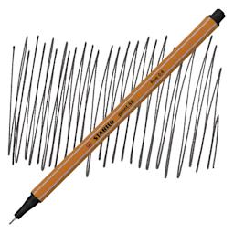 Stabilo Point 88 Fineliner Pen - Black pen and swatch