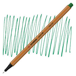 Stabilo Point 88 Fineliner Pen - Green pen and swatch