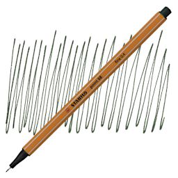 Stabilo Point 88 Fineliner Pen - Olive Green pen and swatch