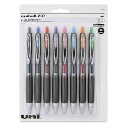 Uni-Ball Signo 207 Rollerball Gel Pens - Assorted Colors, 0.7 mm, Set of 8, front of the packaging