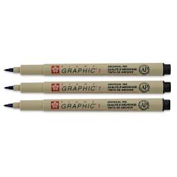 Sakura Pigma Graphic Pen Set -3 pens shown horizontally and open