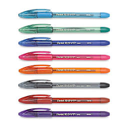 Pentel RSVP Colors Ballpoint Pens - Set of 8 colors shown capped horizontally