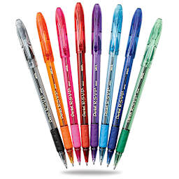 Pentel RSVP Colors Ballpoint Pens - Set of 8 pens fanned out with caps off