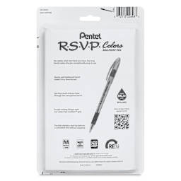 Pentel RSVP Colors Ballpoint Pens - Set of 8, back of the packaging