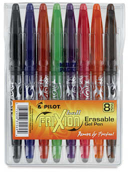Pilot Frixion Erasable Gel Pens - Assorted Colors, Set of 8, Fine, front of pack
