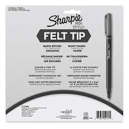 Sharpie Felt Tip Pens - Assorted Colors, Set of 12, back of the packaging