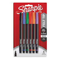 Sharpie Felt Tip Pens - Assorted Colors, Set of 6, front of the packaging