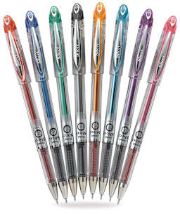 Pentel Slicci Pens - 8 uncapped pens arranged in fan 