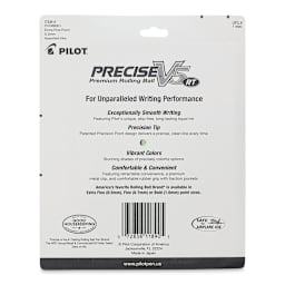 Pilot Precise V5 Retractable Pens - Assorted Colors, Extra Fine, Set of 8 (back of package)