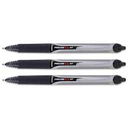 Pilot Precise V5 Retractable Pens - Black, Extra Fine, three pens showing tips