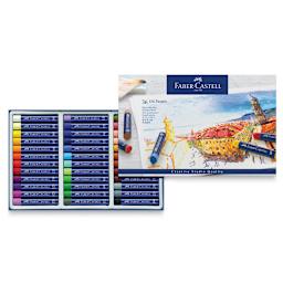 Faber-Castell Goldfaber Studio Oil Pastel Set - Package open showing tray of 36 colors