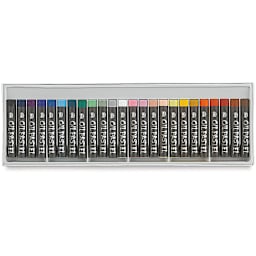 Niji Oil Pastel Sets -Top view of Set of 24 colors in tray