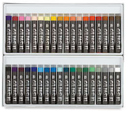 Niji Oil Pastel Sets -Top view of Set of 36 colors in tray