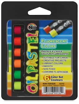 Niji Oil Pastel Set - Front view of 6 pc Fluorescent set