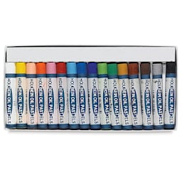 Holbein Academic Oil Pastel Sets - Set of 16 shown open in tray