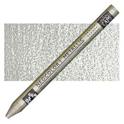 Caran d'Ache Neocolor I Wax Pastel - Ash Grey, Metallic pastel and swatch