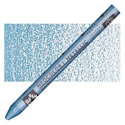 Caran d'Ache Neocolor I Wax Pastel - Phthalo Blue, Metallic pastel and swatch