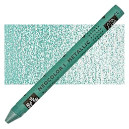 Caran d'Ache Neocolor I Wax Pastel - Phthalo Green, Metallic pastel and swatch