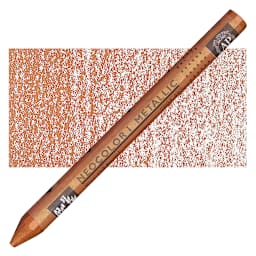 Caran d'Ache Neocolor I Wax Pastel - Bronze, Metallic pastel and swatch