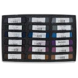 Great American Handmade Pastel Set - Very Dark, Set of 18, pastels inside