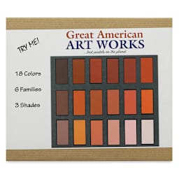 Great American Handmade Pastel Set - Half-Sticks, Try Me! Red, Set of 18, In Package