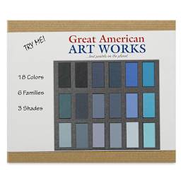 Great American Handmade Pastel Set - Half-Sticks, Try Me! Blue, Set of 18, In Package