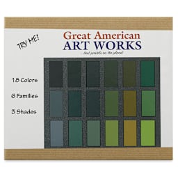 Great American Handmade Pastel Set - Half-Stick, Try Me! Green, Set of 18, In Package