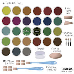 PanPastel Artists' Painting Pastels Set - Shades, Set of 27 - contents