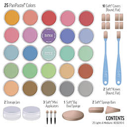 PanPastel Artists' Painting Pastels Set - Light & Medium Colors, Set of 25 - contents