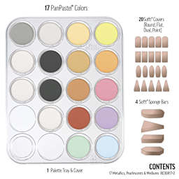 PanPastel Artists’ Painting Pastels Set - Metallic and Pearl Colors, Set of 17 - contents