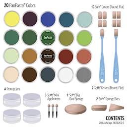 PanPastel Artists’ Painting Pastels Set - Landscape Colors, Set of 20 - contents