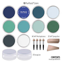 PanPastel Artists’ Painting Pastels Set - Seascape Colors, Set of 10 - contents